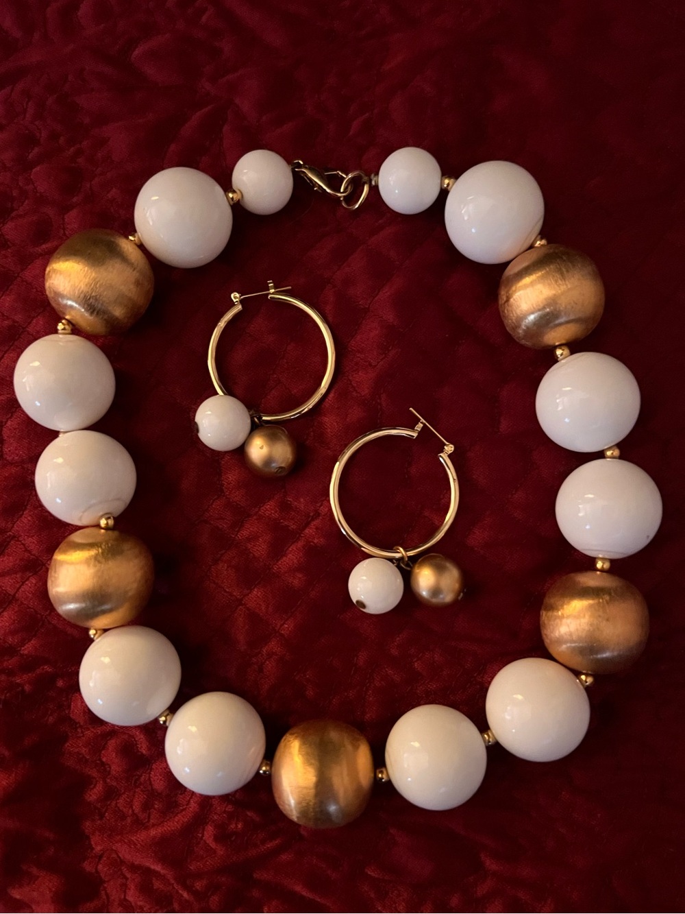 Vintage Mod Chunky Gumball Necklace & Hoop Earrings Set